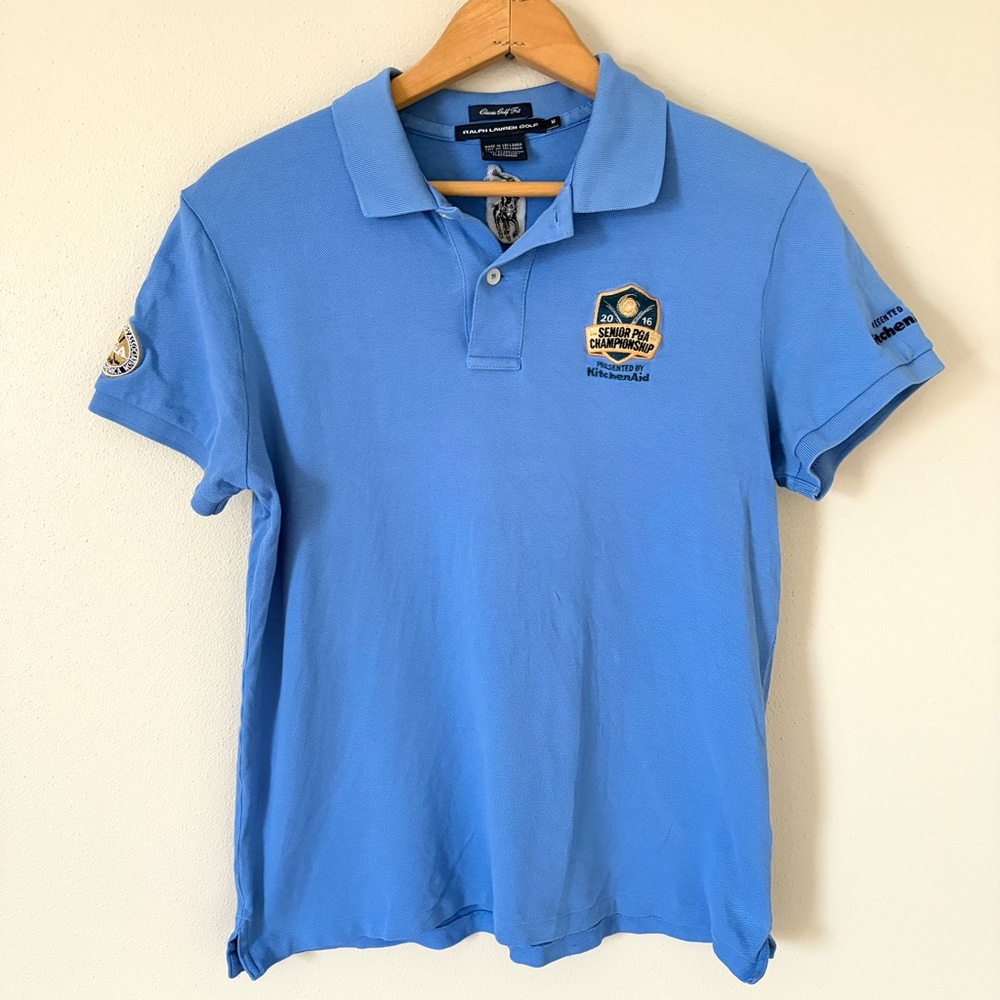 Vintage Ralph Lauren Golf Cornflower Blue Polo with Short Sleeves & Point Collar
